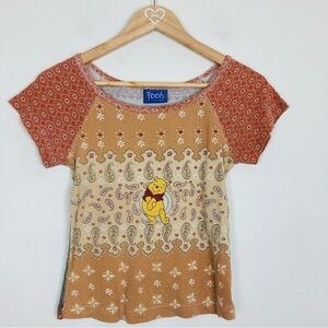 Vintage Y2K, Winnie the Pooh, paisley printed  baby fit tee. Small.